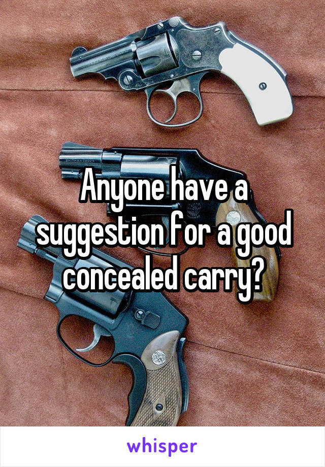 Anyone have a suggestion for a good concealed carry?
