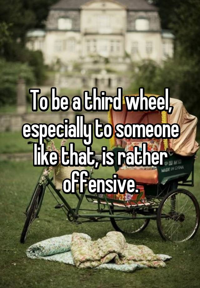 To be a third wheel, especially to someone like that, is rather offensive.