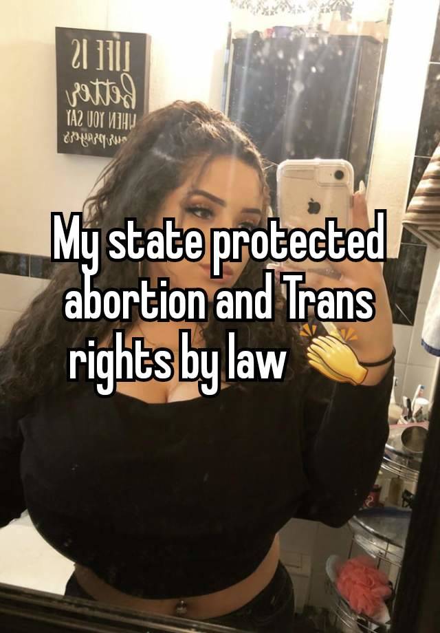 My state protected abortion and Trans rights by law 👏