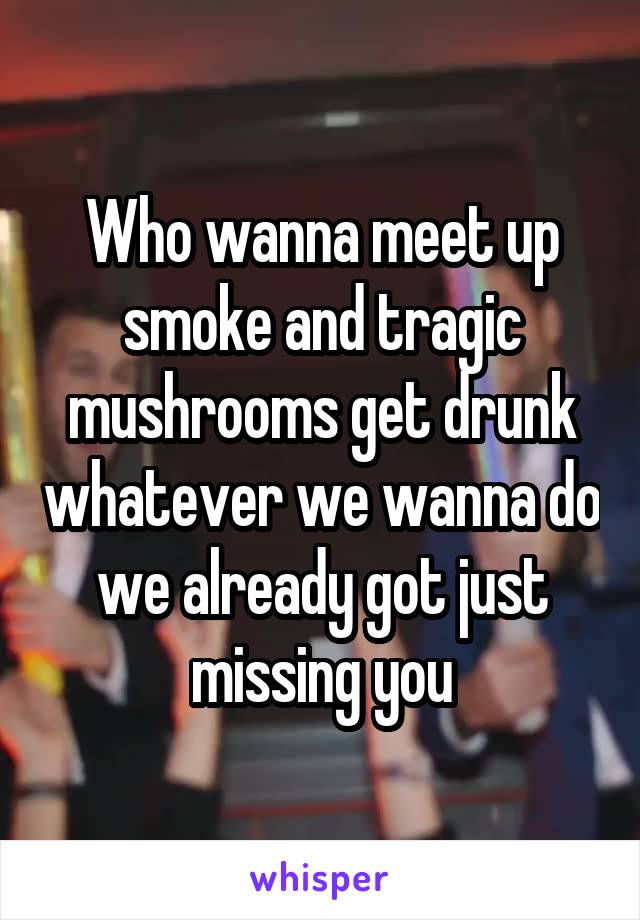 Who wanna meet up smoke and tragic mushrooms get drunk whatever we wanna do we already got just missing you