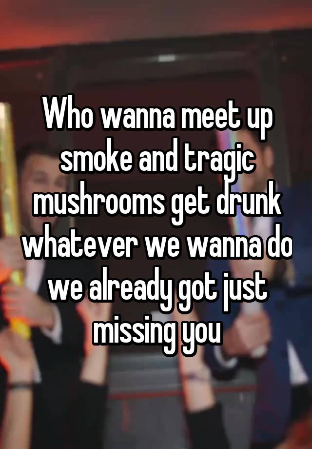 Who wanna meet up smoke and tragic mushrooms get drunk whatever we wanna do we already got just missing you