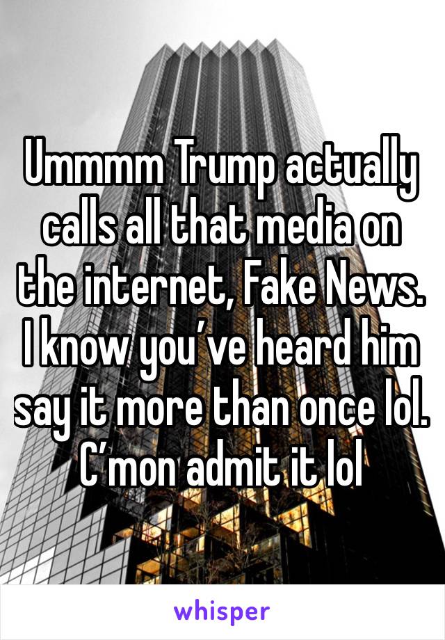 Ummmm Trump actually calls all that media on the internet, Fake News. I know you’ve heard him say it more than once lol. C’mon admit it lol 