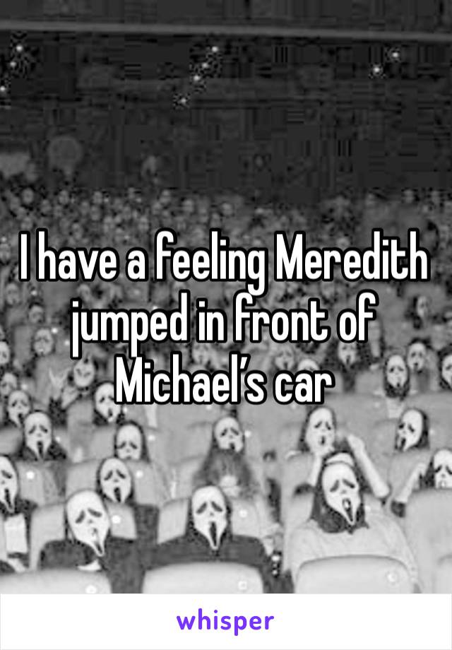 I have a feeling Meredith jumped in front of Michael’s car