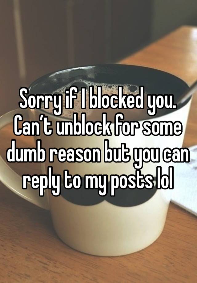 Sorry if I blocked you. Can’t unblock for some dumb reason but you can reply to my posts lol