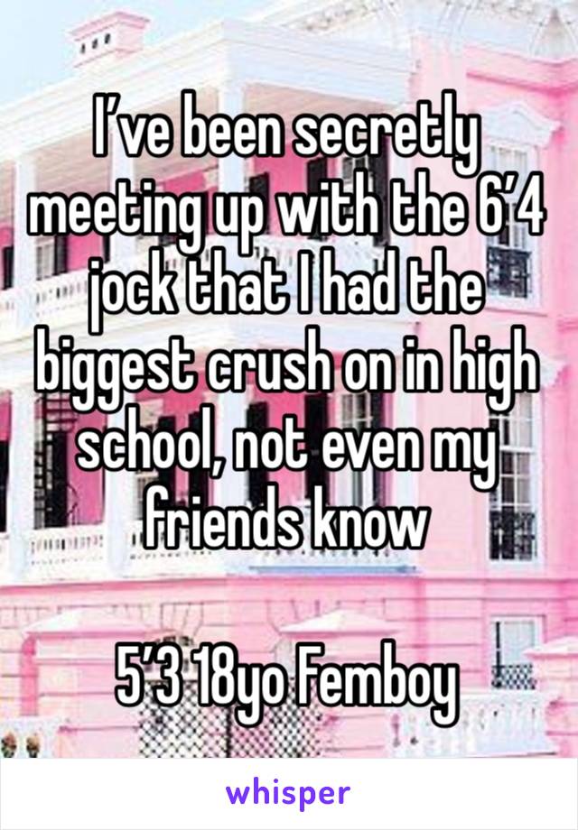 I’ve been secretly meeting up with the 6’4 jock that I had the biggest crush on in high school, not even my friends know

5’3 18yo Femboy