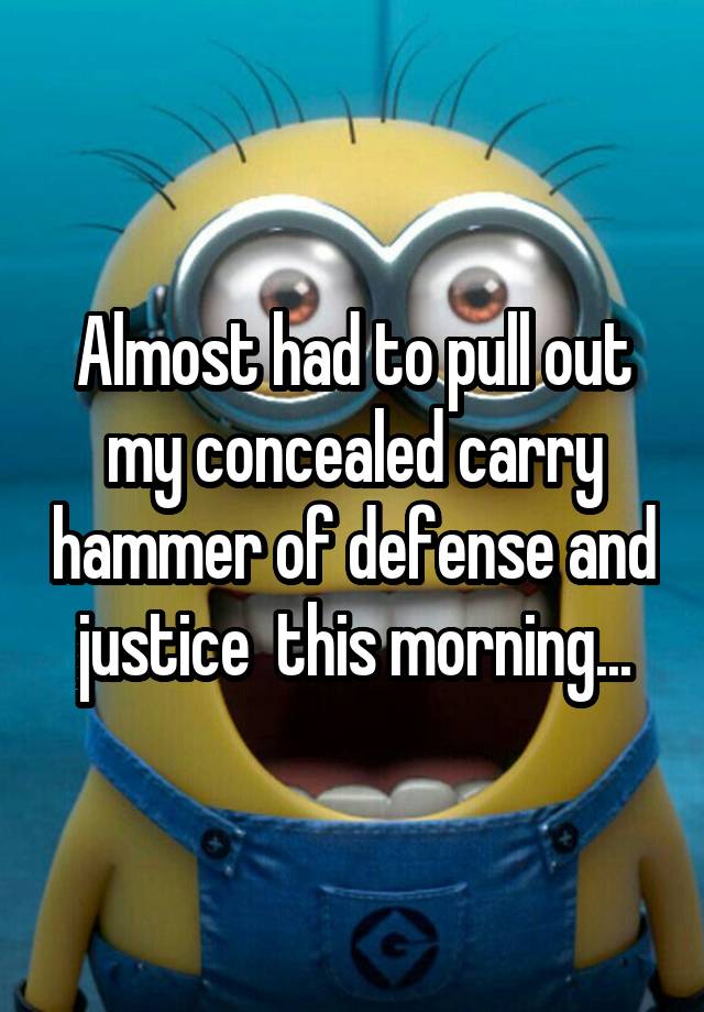 Almost had to pull out my concealed carry hammer of defense and justice  this morning...