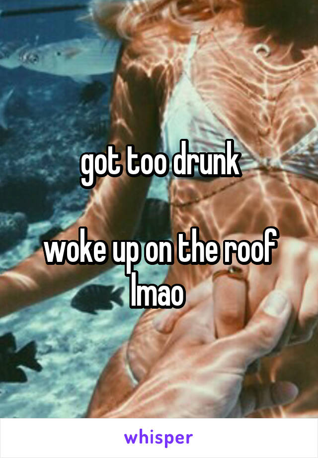 got too drunk

woke up on the roof lmao 