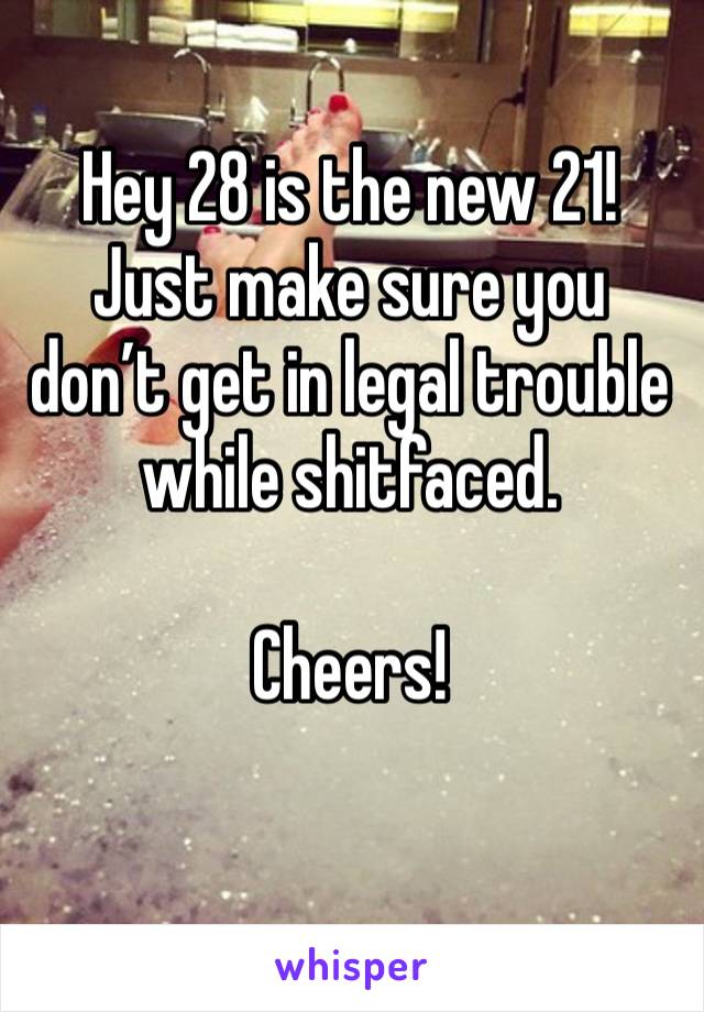 Hey 28 is the new 21! Just make sure you don’t get in legal trouble while shitfaced. 

Cheers!