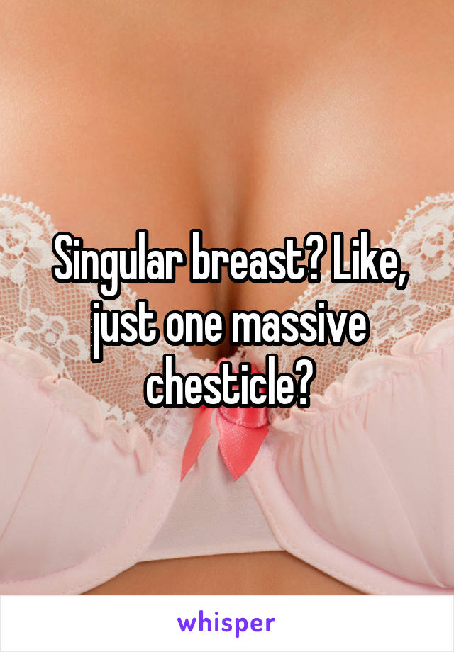 Singular breast? Like, just one massive chesticle?