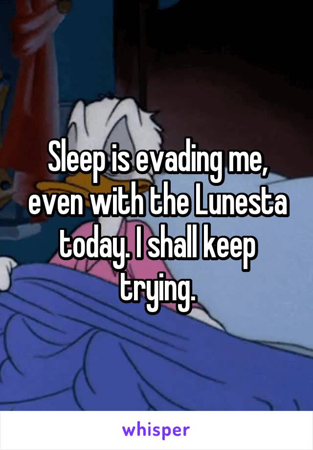 Sleep is evading me, even with the Lunesta today. I shall keep trying.