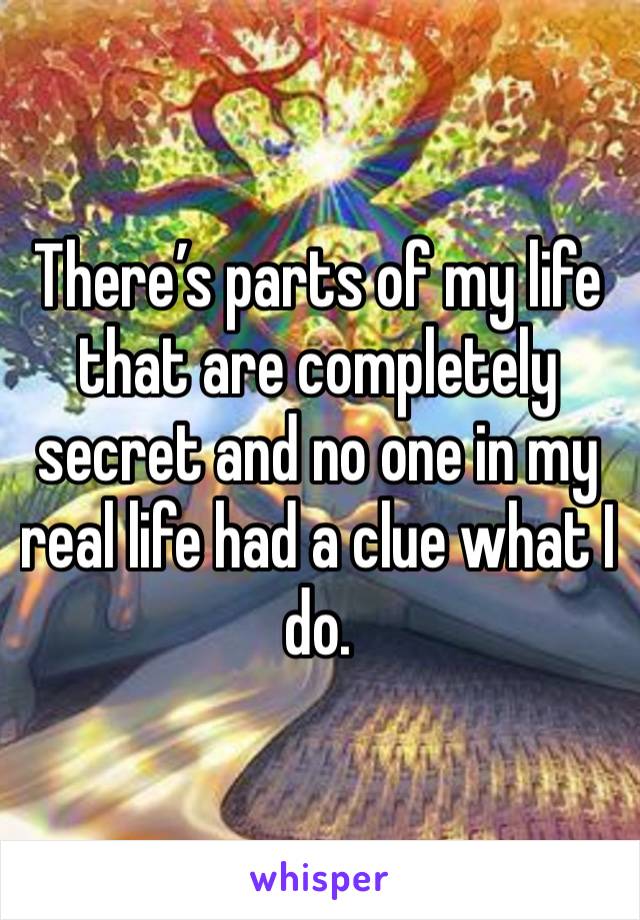 There’s parts of my life that are completely secret and no one in my real life had a clue what I do. 