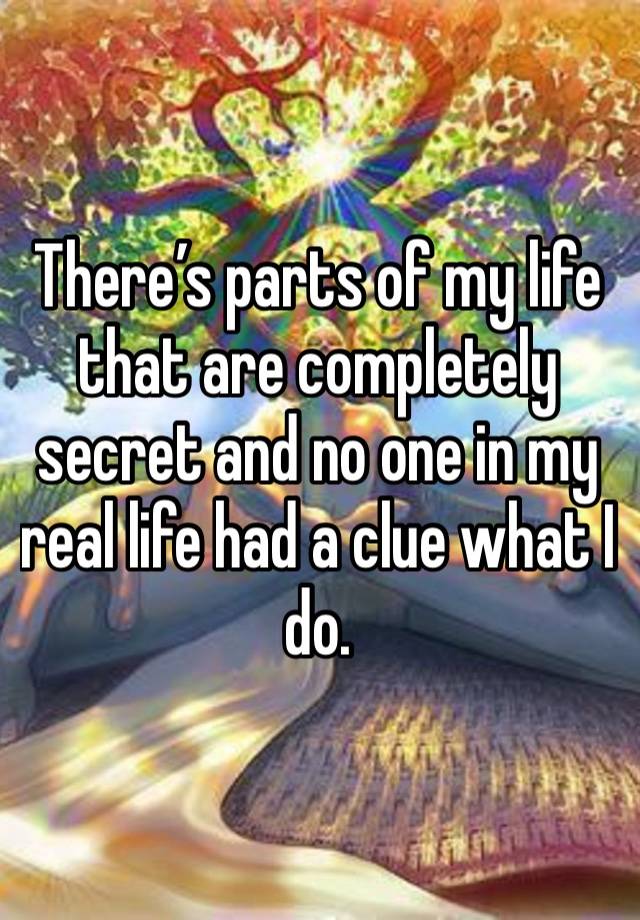 There’s parts of my life that are completely secret and no one in my real life had a clue what I do. 