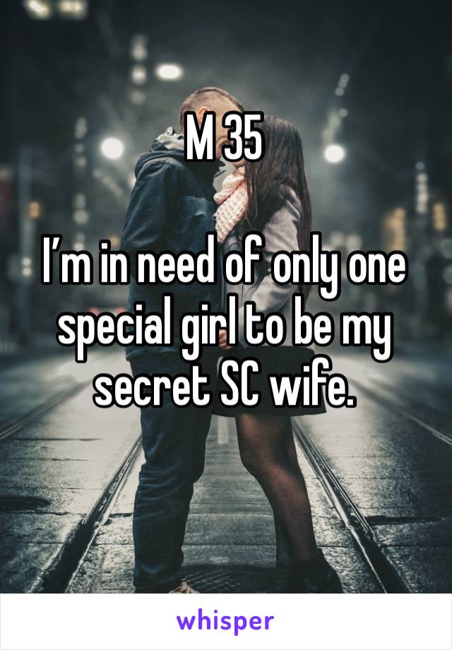 M 35

I’m in need of only one special girl to be my secret SC wife.