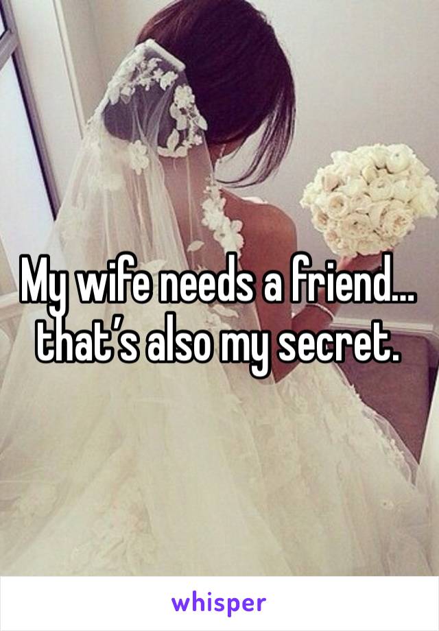 My wife needs a friend… that’s also my secret. 