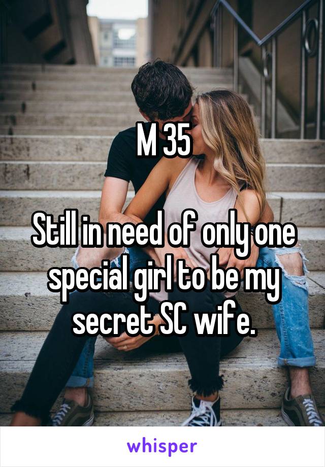 M 35

Still in need of only one special girl to be my secret SC wife.