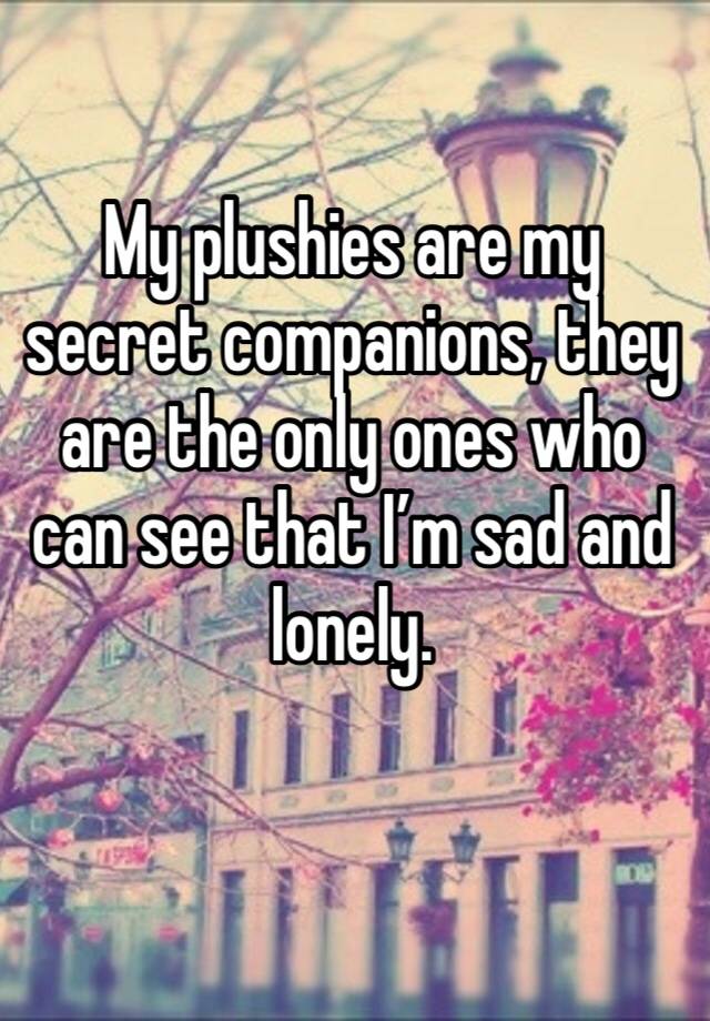 My plushies are my secret companions, they are the only ones who can see that I’m sad and lonely.