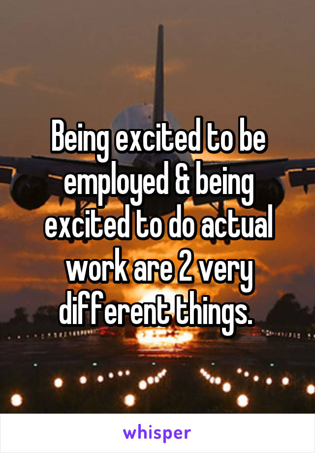 Being excited to be employed & being excited to do actual work are 2 very different things. 