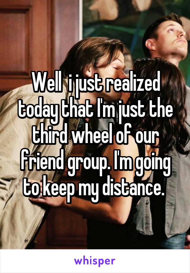 Well  i just realized today that I'm just the third wheel of our friend group. I'm going to keep my distance. 