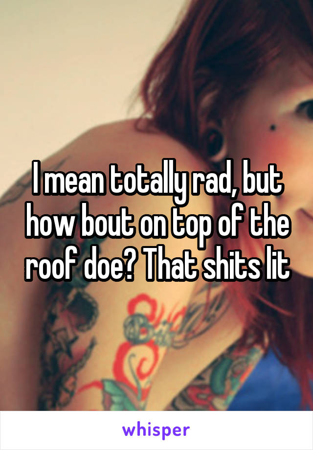 I mean totally rad, but how bout on top of the roof doe? That shits lit