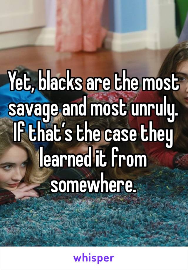 Yet, blacks are the most savage and most unruly. If that’s the case they learned it from somewhere. 