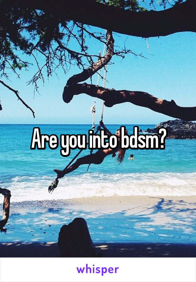 Are you into bdsm?