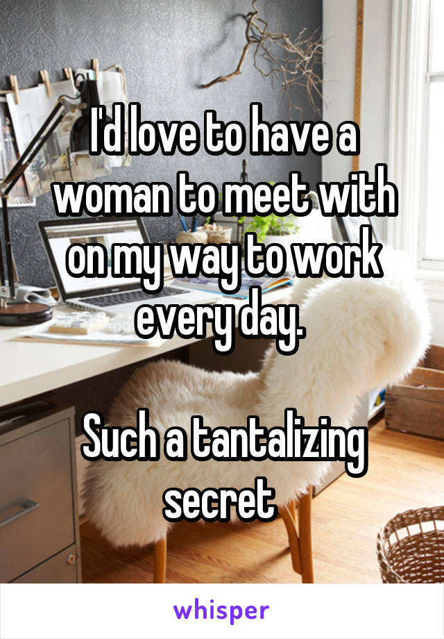 I'd love to have a woman to meet with on my way to work every day. 

Such a tantalizing secret 