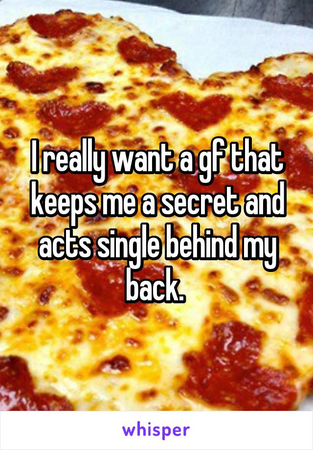 I really want a gf that keeps me a secret and acts single behind my back. 