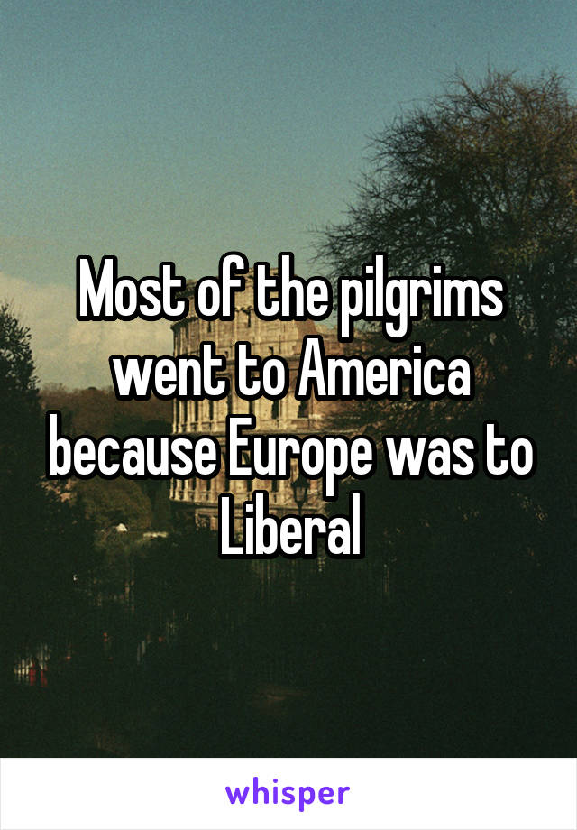 Most of the pilgrims went to America because Europe was to Liberal