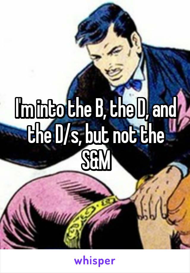 I'm into the B, the D, and the D/s, but not the S&M