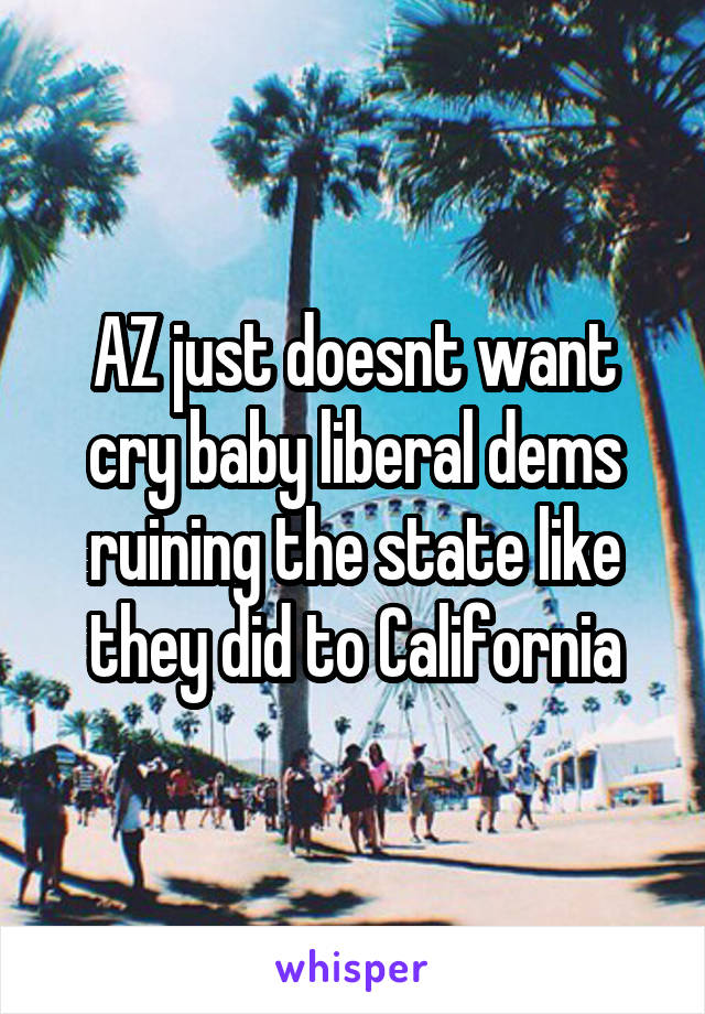 AZ just doesnt want cry baby liberal dems ruining the state like they did to California
