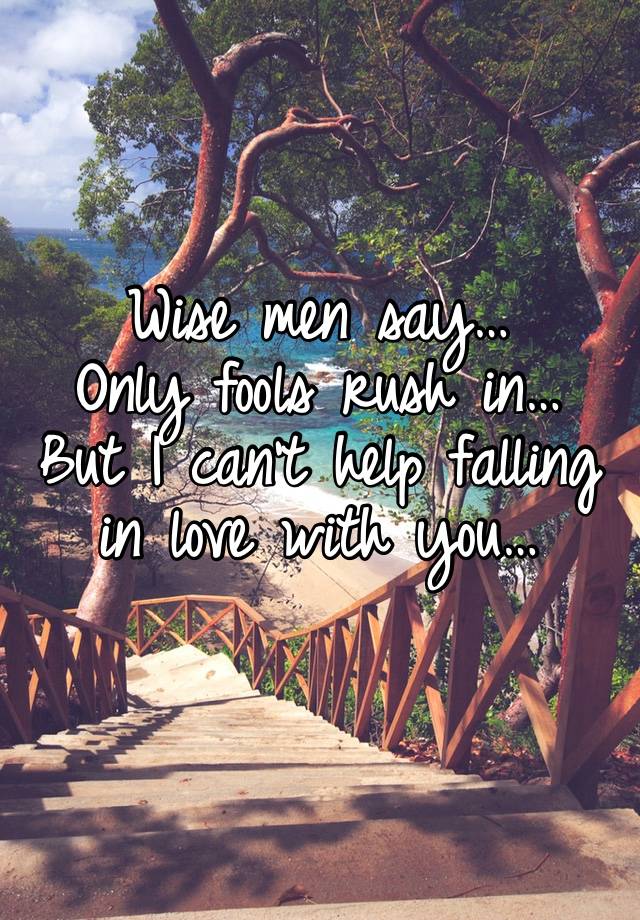 Wise men say… 
Only fools rush in…
But I can't help falling in love with you…