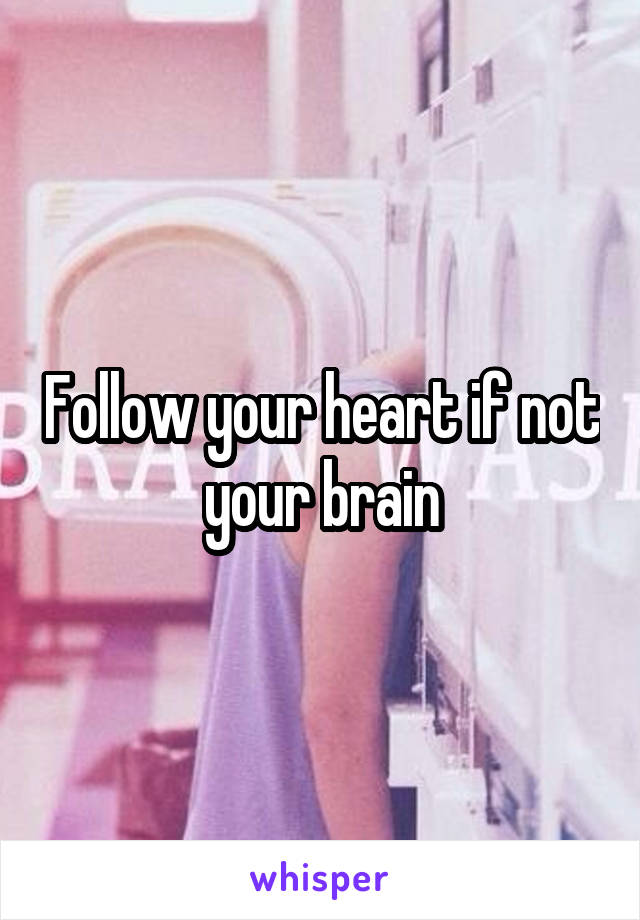 Follow your heart if not your brain