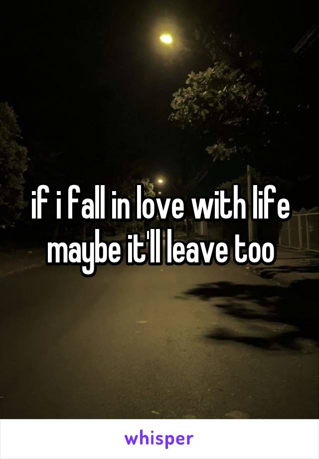 if i fall in love with life maybe it'll leave too