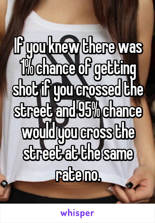 If you knew there was 1% chance of getting shot if you crossed the street and 95% chance would you cross the street at the same rate no.