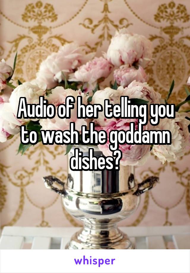 Audio of her telling you to wash the goddamn dishes?