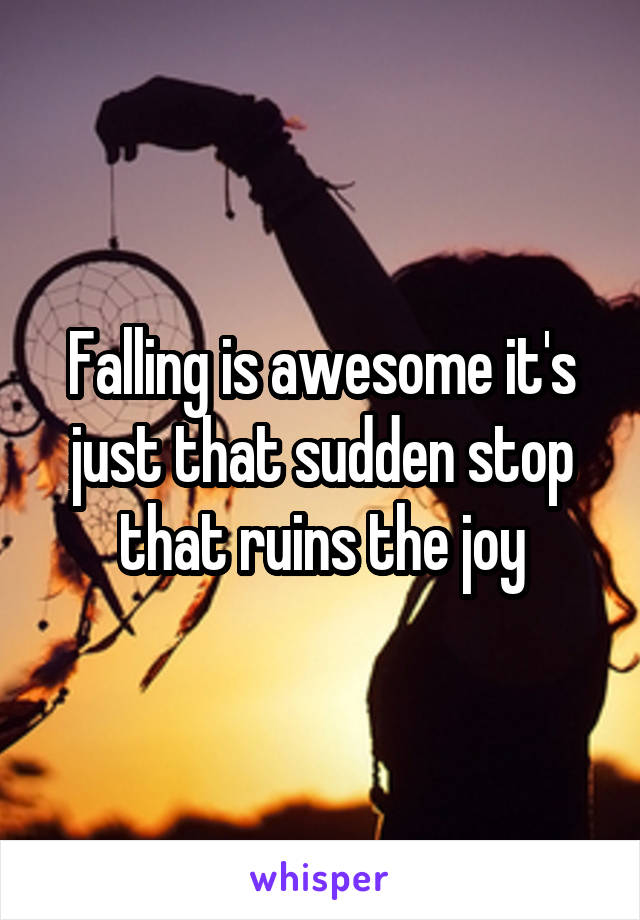 Falling is awesome it's just that sudden stop that ruins the joy