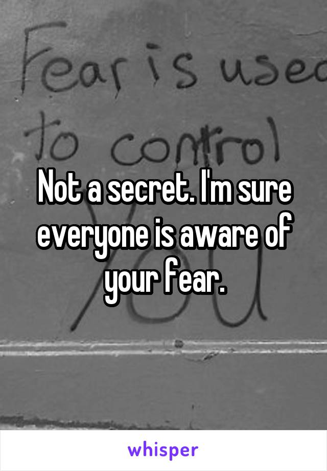 Not a secret. I'm sure everyone is aware of your fear.