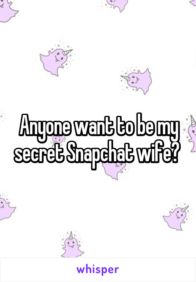 Anyone want to be my secret Snapchat wife? 