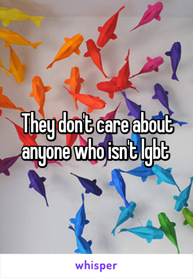 They don't care about anyone who isn't lgbt 