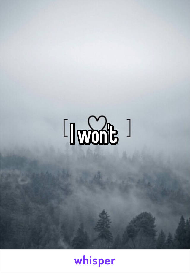 I won't 