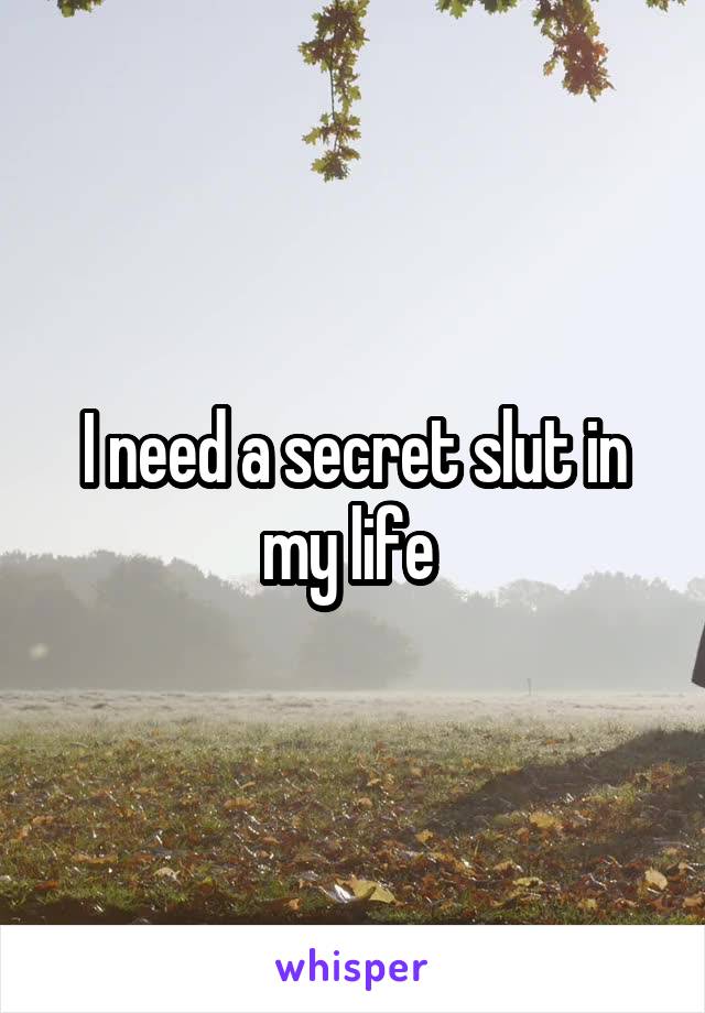 I need a secret slut in my life 