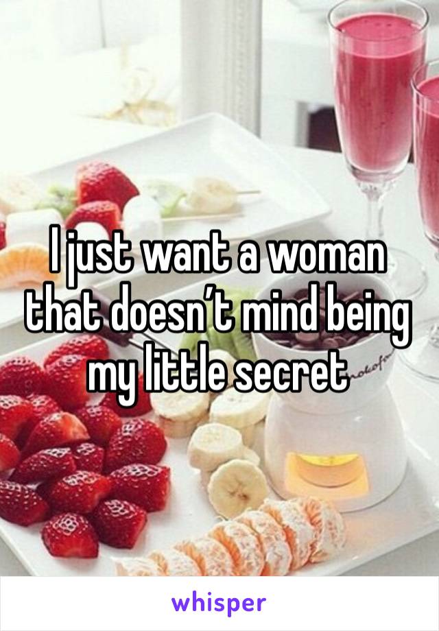 I just want a woman that doesn’t mind being my little secret