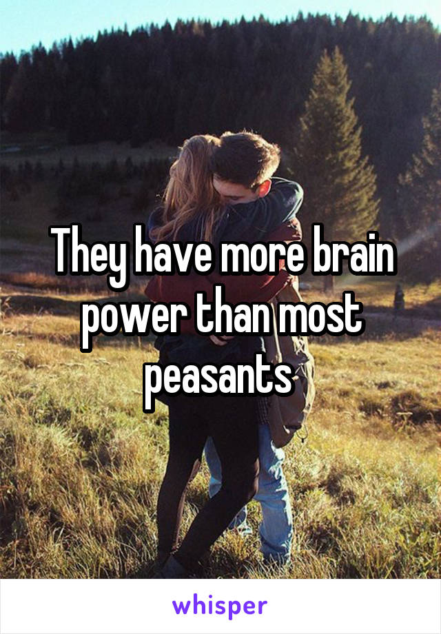 They have more brain power than most peasants 