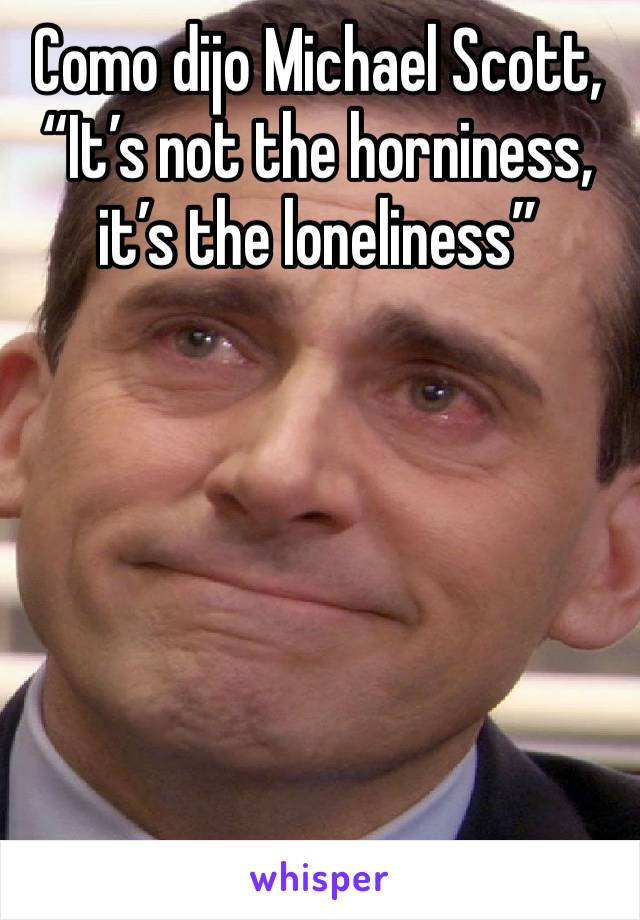 Como dijo Michael Scott, “It’s not the horniness, it’s the loneliness”