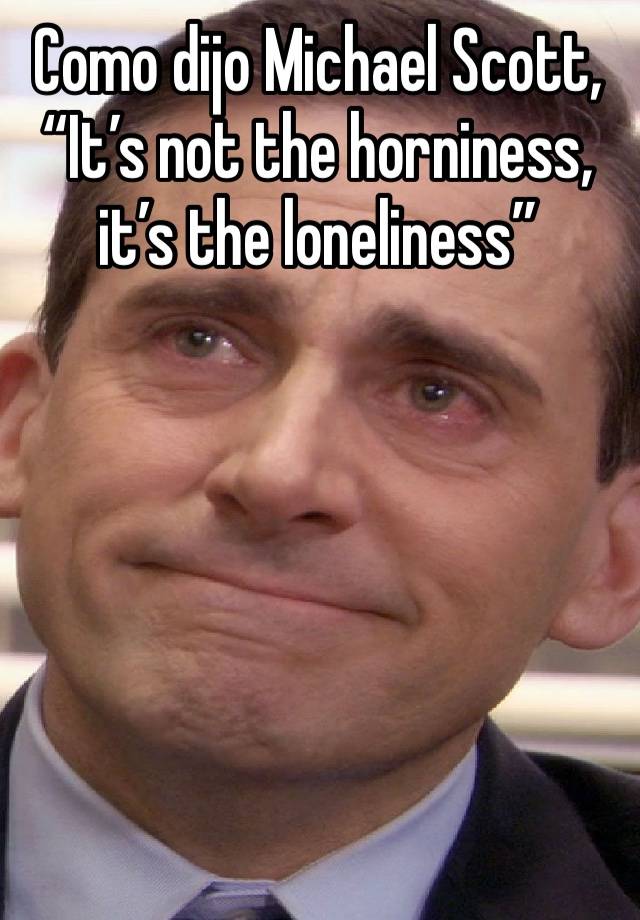 Como dijo Michael Scott, “It’s not the horniness, it’s the loneliness”