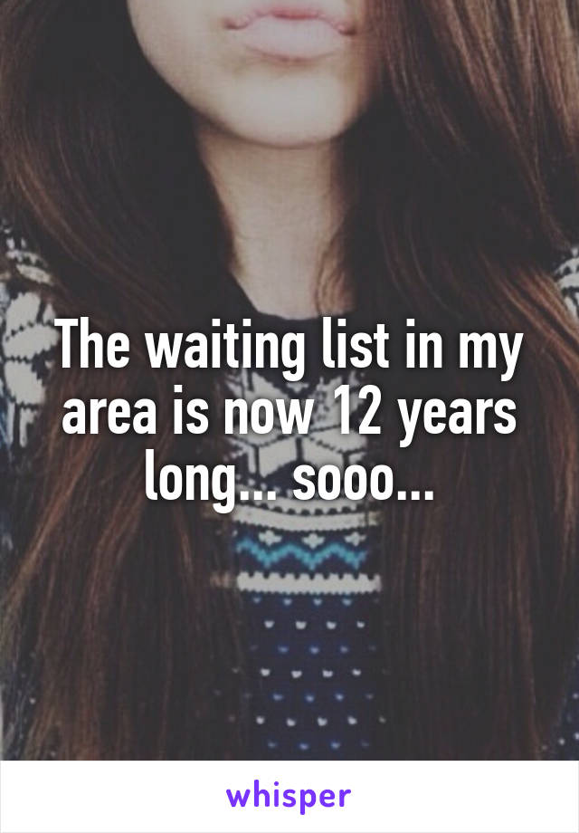 The waiting list in my area is now 12 years long... sooo...