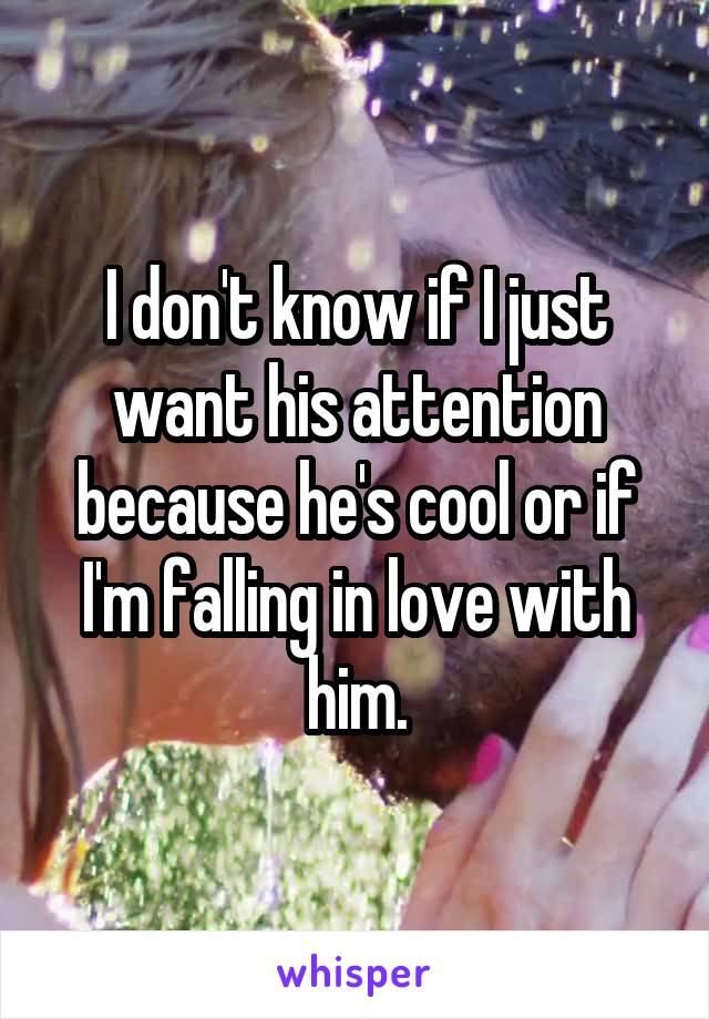 I don't know if I just want his attention because he's cool or if I'm falling in love with him.