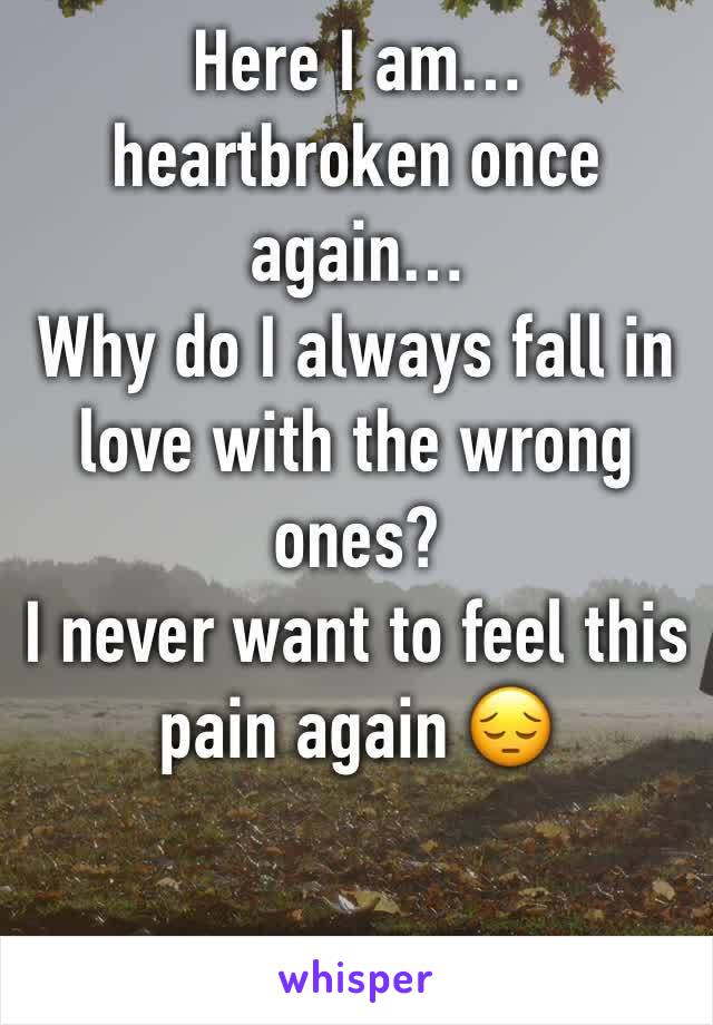 Here I am… heartbroken once again… 
Why do I always fall in love with the wrong ones? 
I never want to feel this pain again 😔