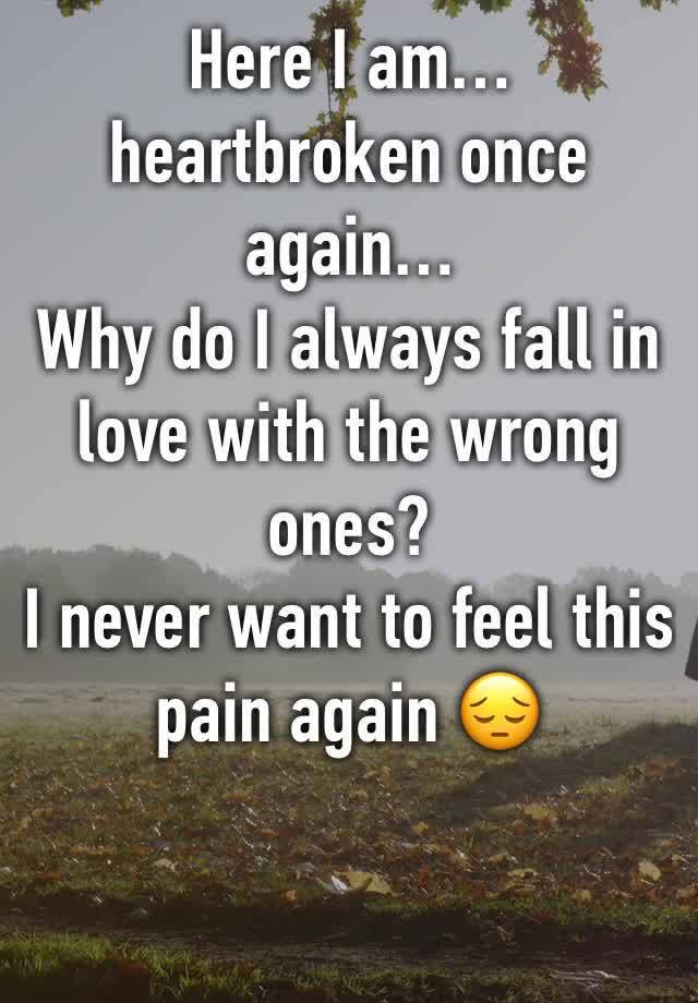 Here I am… heartbroken once again… 
Why do I always fall in love with the wrong ones? 
I never want to feel this pain again 😔