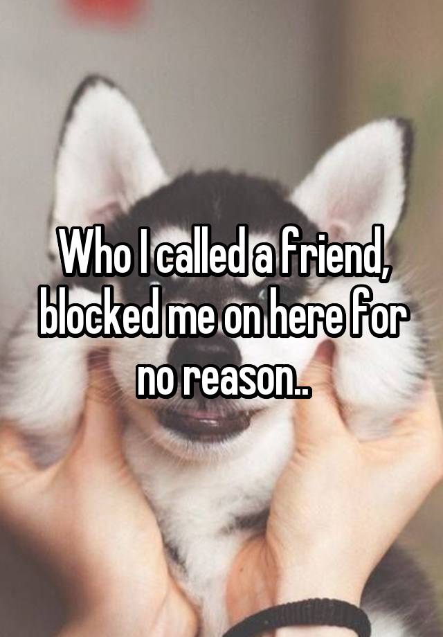 Who I called a friend, blocked me on here for no reason..